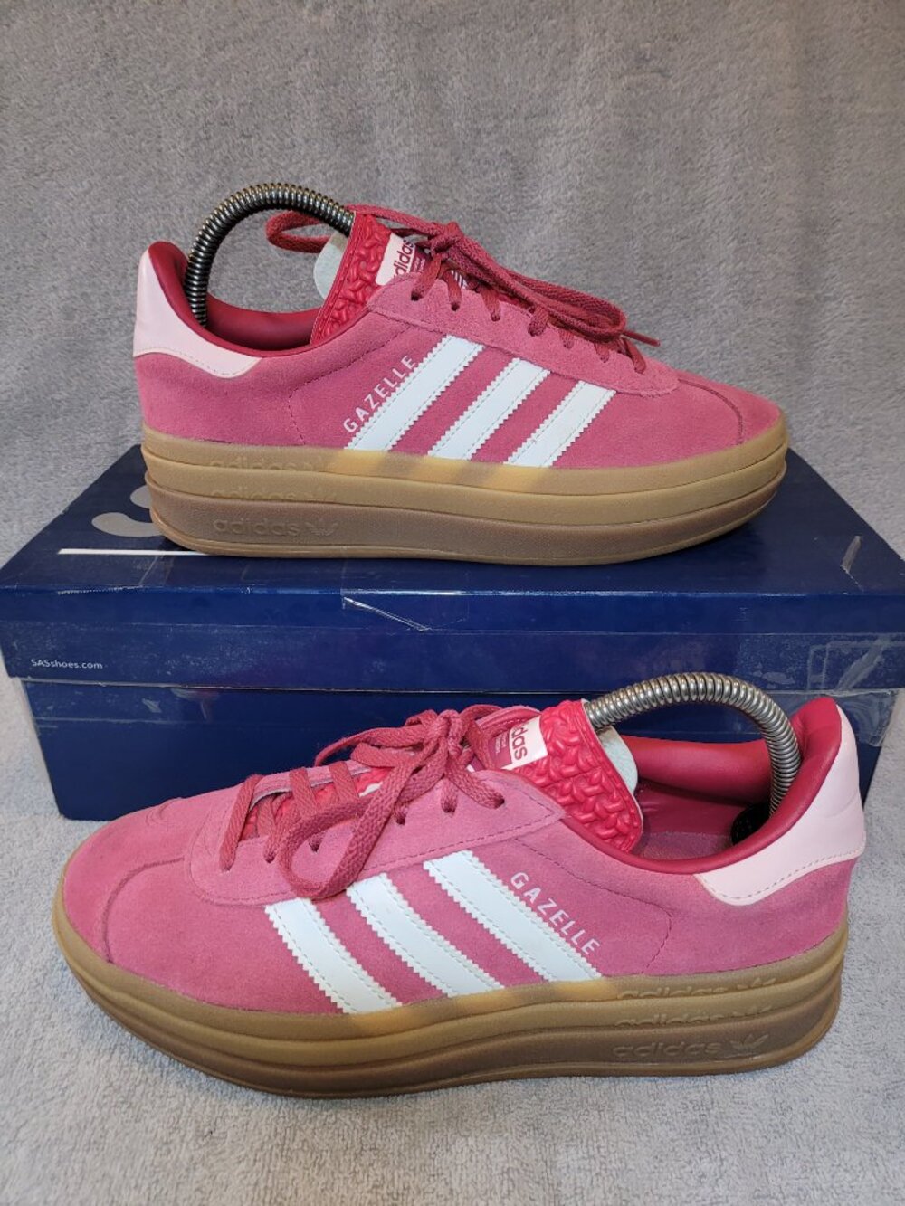 Adidas Gazelle Bold Platform Sneakers Wild Pink Tan Gum Women's Size 8 ID6997
